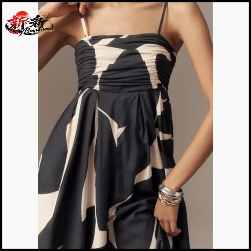 Cotton Wide Leg Jumpsuit Spaghetti Strap Sleeveless Romper